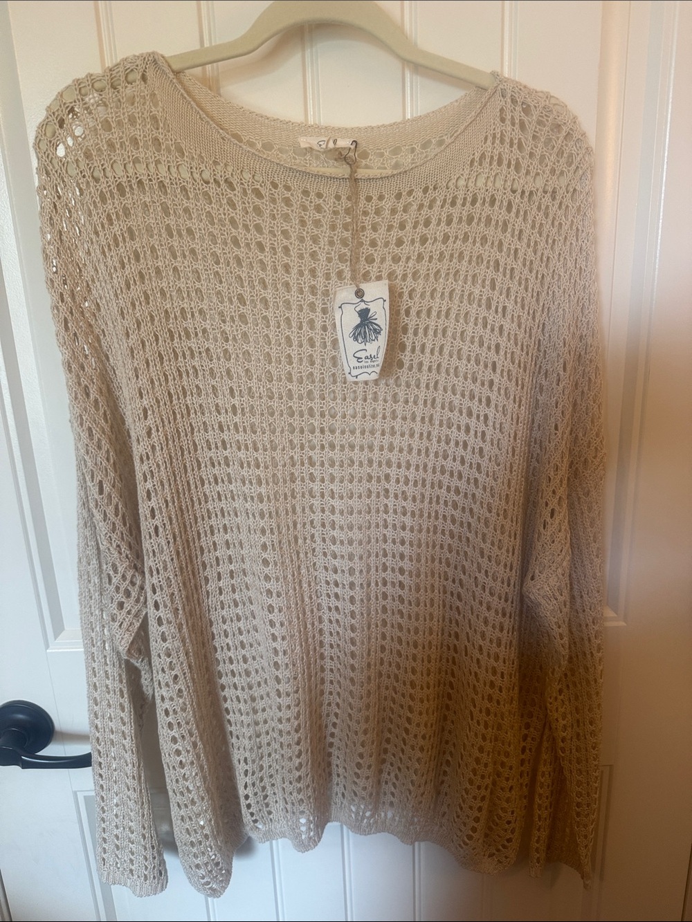 Light Beige Open-Knit Women’s Sweater